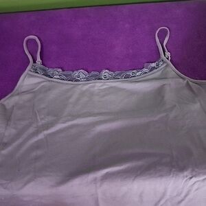 NWOT AT Sz L Dusk Blue Cotton Lace Neck Cami